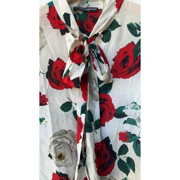 Dolce & Gabbana Rose Printed Blouse Top Buttondown S - Picture 2 of 8